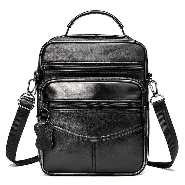 Genuine Leather Male's Crossbody Bag Casual Business Leather Men's Messenger Bag Vintage Men Big Bag Zipper Shoulder Handbags