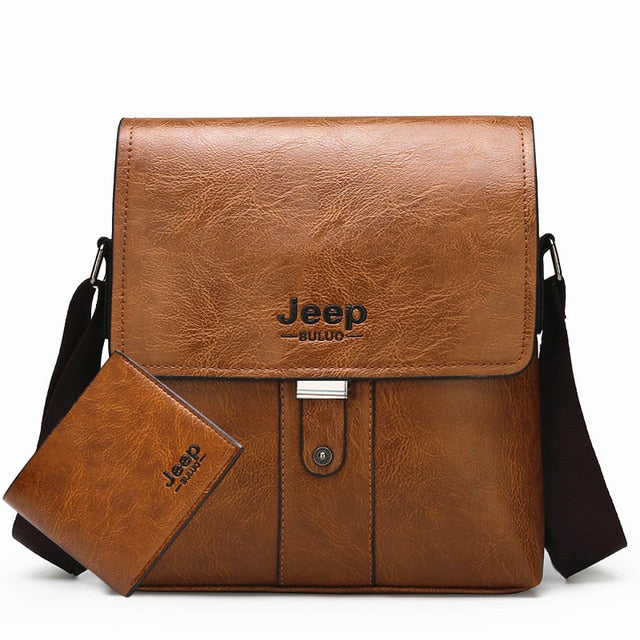 JEEP BULUO Men Shoulder Bag Set Big Brand Crossbody Business Messenger Bags For Man Fashion Casual pu Leather New Hot Salling