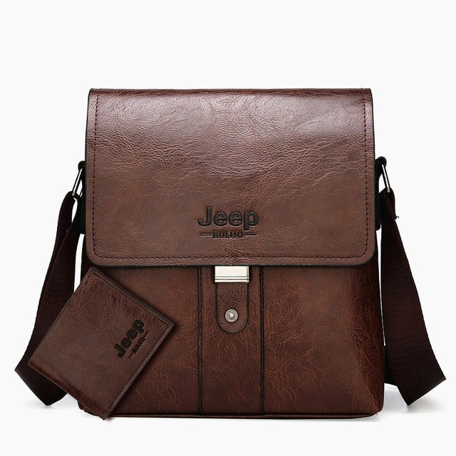 JEEP BULUO Men Shoulder Bag Set Big Brand Crossbody Business Messenger Bags For Man Fashion Casual pu Leather New Hot Salling