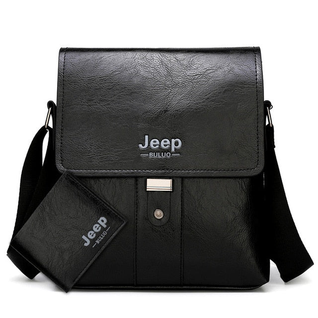 JEEP BULUO Men Shoulder Bag Set Big Brand Crossbody Business Messenger Bags For Man Fashion Casual pu Leather New Hot Salling