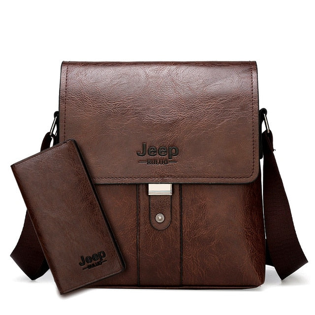 JEEP BULUO Men Shoulder Bag Set Big Brand Crossbody Business Messenger Bags For Man Fashion Casual pu Leather New Hot Salling