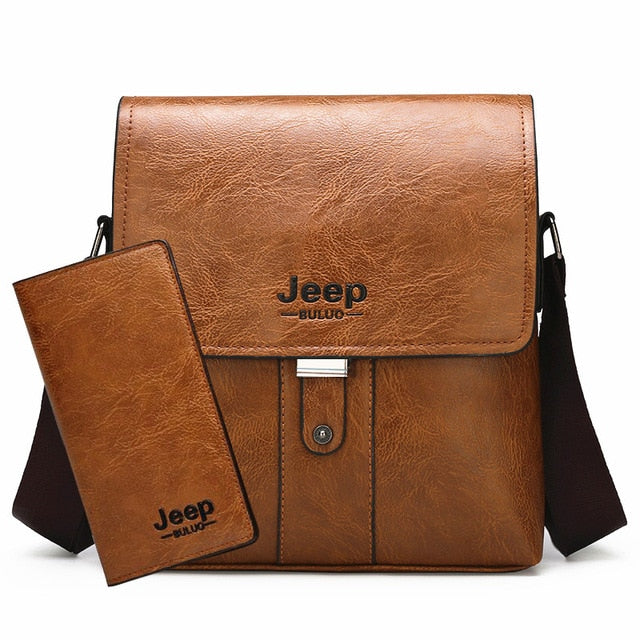 JEEP BULUO Men Shoulder Bag Set Big Brand Crossbody Business Messenger Bags For Man Fashion Casual pu Leather New Hot Salling