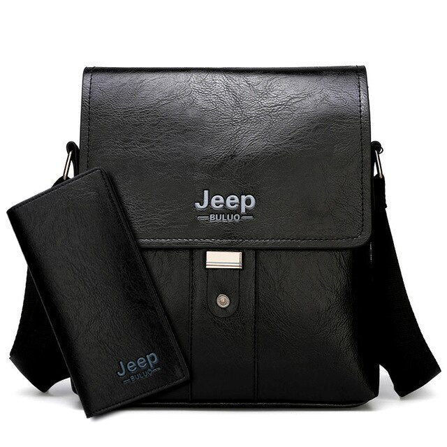 JEEP BULUO Men Shoulder Bag Set Big Brand Crossbody Business Messenger Bags For Man Fashion Casual pu Leather New Hot Salling