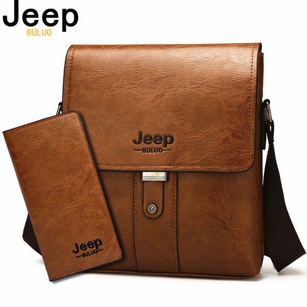 JEEP BULUO Men Shoulder Bag Set Big Brand Crossbody Business Messenger Bags For Man Fashion Casual pu Leather New Hot Salling