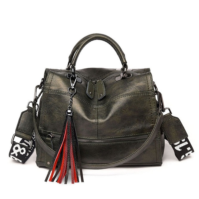 Vintage Tassel soft leather luxury handbags women bags Designer ladies Casual tote bag shoulder crossbody bags for women Sac