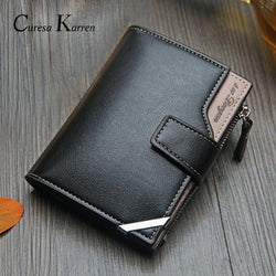 New Korean casual men's wallet Short vertical locomotive British casual multi-function card bag zipper buckle triangle folding