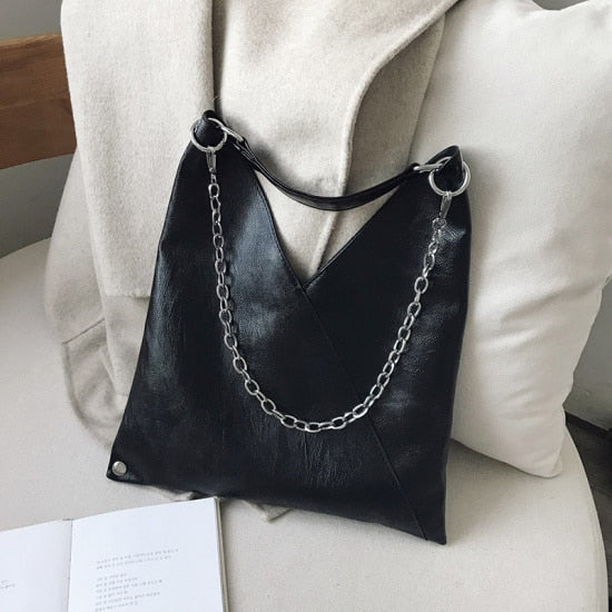 Vintage Leather Shoulder Bags For Women 2019 Chain Designer Lady Crossbody Bag Female Cool High Capacity Solid Color Handbags