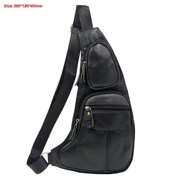 High Quality Men Genuine Leather Cowhide Vintage Sling Chest Back Day Pack Travel Fashion Cross Body Messenger Shoulder Bag