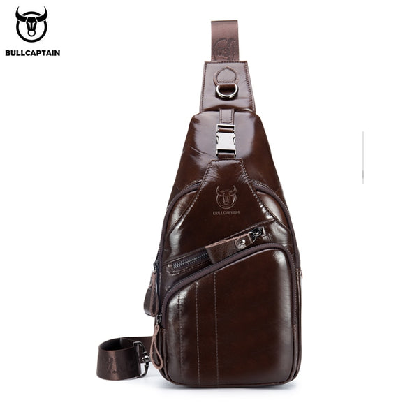 BULLCAPTAIN 2019 Genuine Leather Men Messenger Bag Casual Crossbody Bag Fashion Men's Handbag men chest bag Male Shoulder Bag