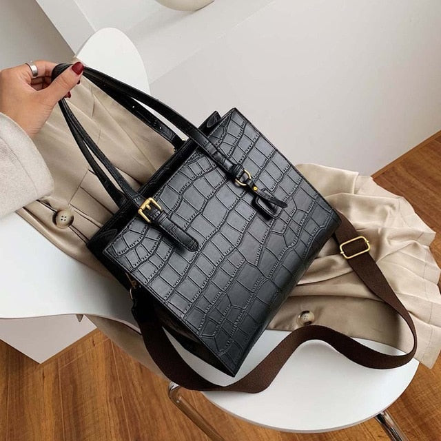 2019 winter bag Stone Pattern Shoulder Bag for Women PU Leather Luxury Handbags Women Bags Sac A Main Femme Travel Bags