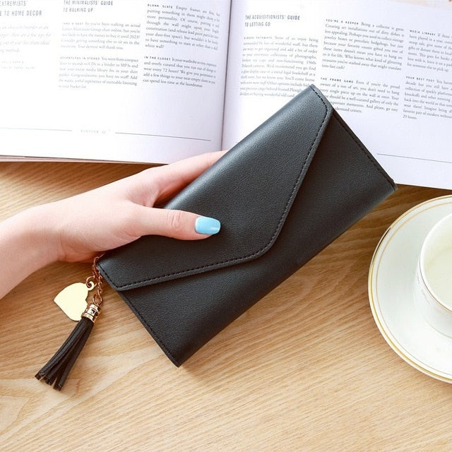 Long Wallet Women Purses Tassel Fashion Coin Purse Card Holder Wallets Female High Quality Clutch Money Bag PU Leather Wallet