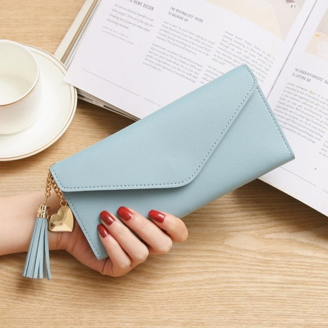 Long Wallet Women Purses Tassel Fashion Coin Purse Card Holder Wallets Female High Quality Clutch Money Bag PU Leather Wallet