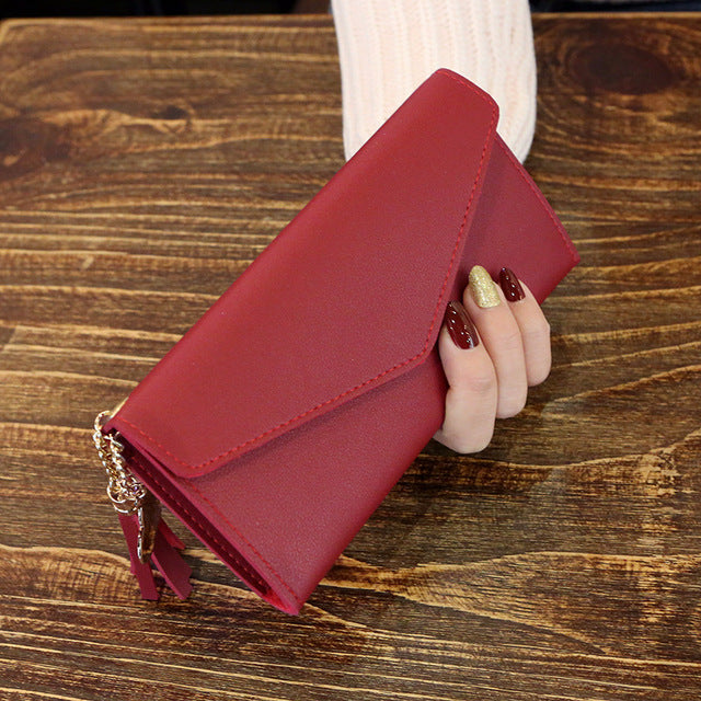 Long Wallet Women Purses Tassel Fashion Coin Purse Card Holder Wallets Female High Quality Clutch Money Bag PU Leather Wallet