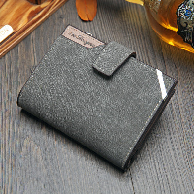 New Korean casual men's wallet Short vertical locomotive British casual multi-function card bag zipper buckle triangle folding