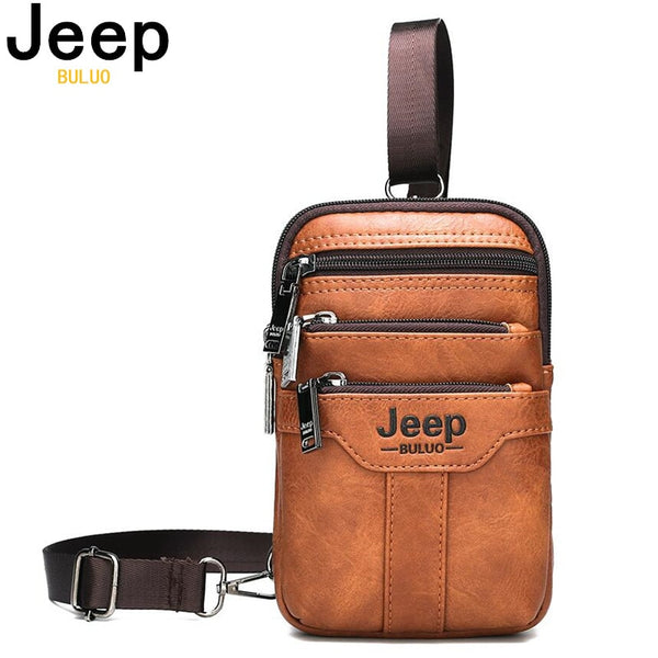 JEEP BULUO Men Shoulder Messenger Bags Small Multi-function Sling Chest Bag Legs Waist Bag For Man New Fashion Casual Crossbody