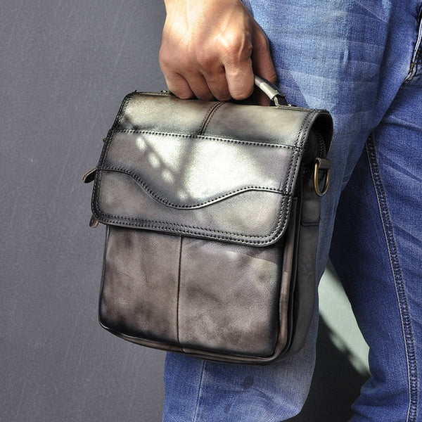 Quality Original Leather Male Casual Shoulder Messenger bag Cowhide Fashion Cross-body Bag 8" Pad Tote Mochila Satchel bag 144