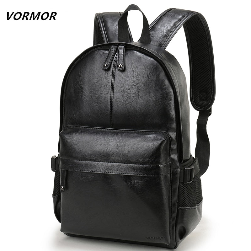 VORMOR Brand Men Backpack Leather School Backpack Bag Fashion Waterproof Travel Bag Casual Leather Book bag Male