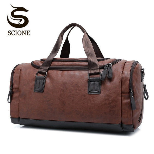 Top Quality Casual Travel Duffel Bag PU Leather Men Handbags Big Large Capacity Travel Bags Black Mens Messenger Bag Tote JXY815