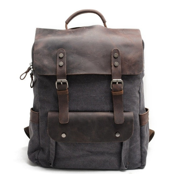 M030 Hot New Multifunction Fashion Men Backpack Vintage Canvas Backpack Leather School Bag Neutral Portable Wearproof Travel Bag