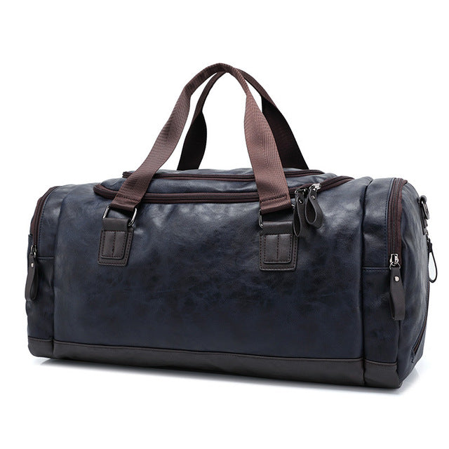Top Quality Casual Travel Duffel Bag PU Leather Men Handbags Big Large Capacity Travel Bags Black Mens Messenger Bag Tote JXY815