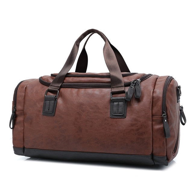 Top Quality Casual Travel Duffel Bag PU Leather Men Handbags Big Large Capacity Travel Bags Black Mens Messenger Bag Tote JXY815