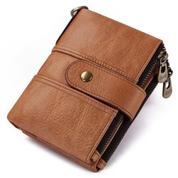 KAVIS 100% Genuine Leather Rfid Wallet Men Crazy Horse Wallets Coin Purse Short Male Money Bag Quality Designer Mini Walet Small