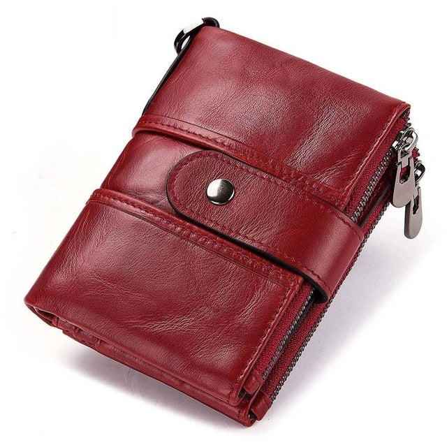 KAVIS 100% Genuine Leather Rfid Wallet Men Crazy Horse Wallets Coin Purse Short Male Money Bag Quality Designer Mini Walet Small