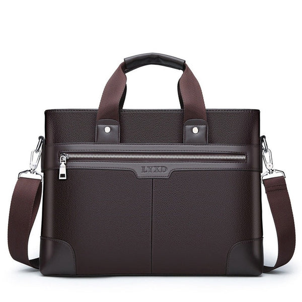 WEIXIER Men PU Leather Shoulder Fashion Business Bags Handbags Black Bag Men For Document Leather Laptop Briefcases Bag