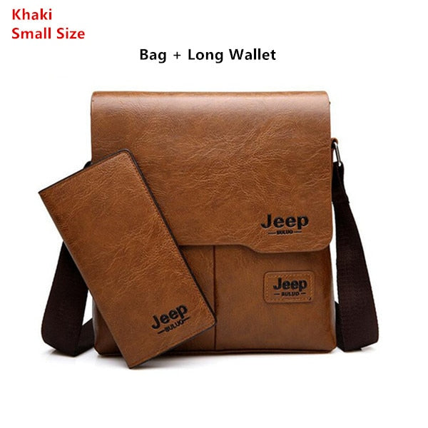 JEEP BULUO Man Messenger Bag 2 Set Men Pu Leather Shoulder Bags Business Crossbody Casual Bag Famous Brand ZH1505/8068