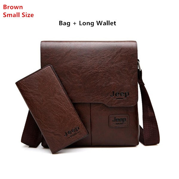 JEEP BULUO Man Messenger Bag 2 Set Men Pu Leather Shoulder Bags Business Crossbody Casual Bag Famous Brand ZH1505/8068