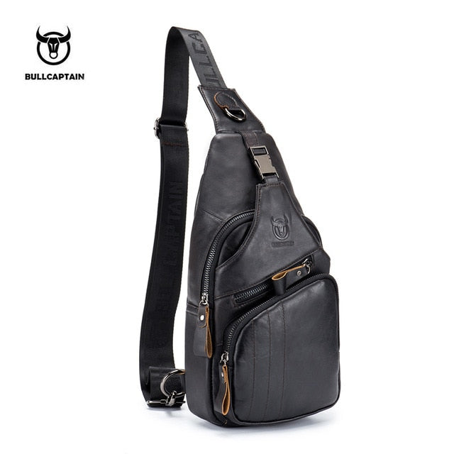 BULLCAPTAIN 2019 Genuine Leather Men Messenger Bag Casual Crossbody Bag Fashion Men's Handbag men chest bag Male Shoulder Bag