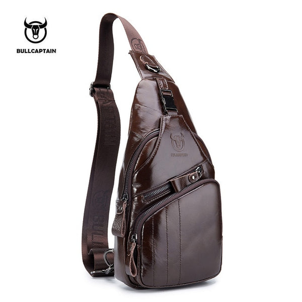 BULLCAPTAIN 2019 Genuine Leather Men Messenger Bag Casual Crossbody Bag Fashion Men's Handbag men chest bag Male Shoulder Bag