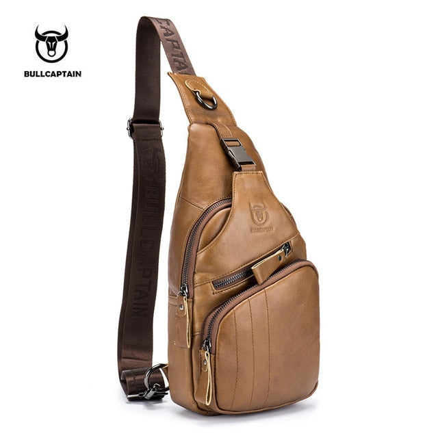 BULLCAPTAIN 2019 Genuine Leather Men Messenger Bag Casual Crossbody Bag Fashion Men's Handbag men chest bag Male Shoulder Bag