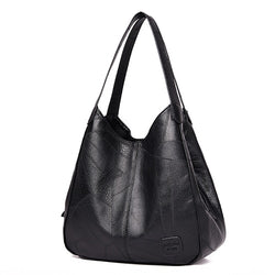 Vintage Women's PU Leather Handbags High Quality Female Hobos Single Shoulder Bags Solid Multi-pocket Ladies Totes Sac a Main