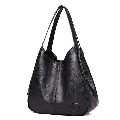 Vintage Women's PU Leather Handbags High Quality Female Hobos Single Shoulder Bags Solid Multi-pocket Ladies Totes Sac a Main