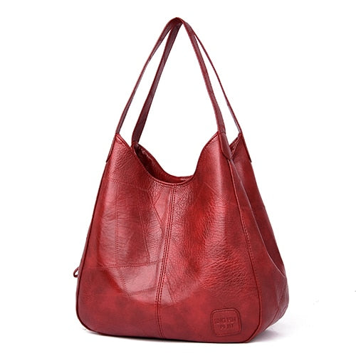 Vintage Women's PU Leather Handbags High Quality Female Hobos Single Shoulder Bags Solid Multi-pocket Ladies Totes Sac a Main