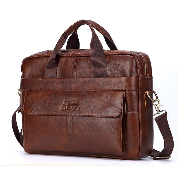 Men Genuine Leather Handbags Casual Leather Laptop Bags Male Business Travel Messenger Bags Men's Crossbody Shoulder Bag