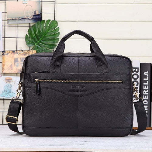 Men Genuine Leather Handbags Casual Leather Laptop Bags Male Business Travel Messenger Bags Men's Crossbody Shoulder Bag