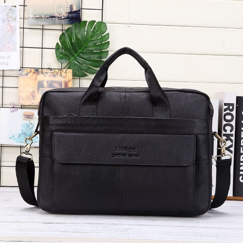 Men Genuine Leather Handbags Casual Leather Laptop Bags Male Business Travel Messenger Bags Men's Crossbody Shoulder Bag