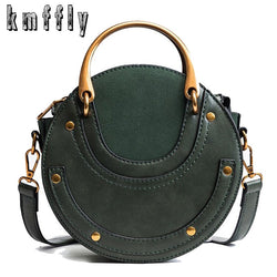 Hot Fashion Round Handbag Women Handbag Rivet Summer Lady Fashion Shoulder Messenger Bag Luxury Designer Leather Women Bag