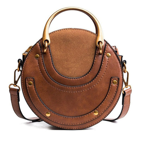 Hot Fashion Round Handbag Women Handbag Rivet Summer Lady Fashion Shoulder Messenger Bag Luxury Designer Leather Women Bag