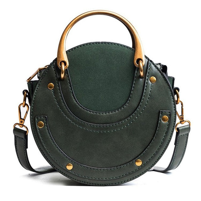 Hot Fashion Round Handbag Women Handbag Rivet Summer Lady Fashion Shoulder Messenger Bag Luxury Designer Leather Women Bag