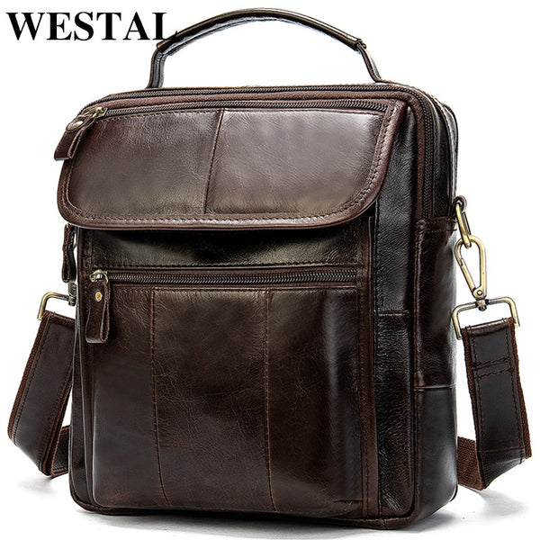 WESTAL Men's Genuine Leather Bag Crossbody Bags for Men Messenger Bag Men Leather Men's Shoulder Bags Male Handbags 8870