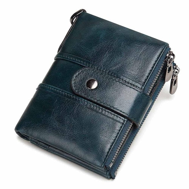 KAVIS 100% Genuine Leather Rfid Wallet Men Crazy Horse Wallets Coin Purse Short Male Money Bag Quality Designer Mini Walet Small