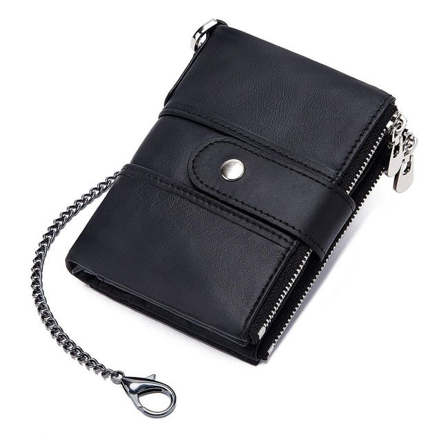 KAVIS 100% Genuine Leather Rfid Wallet Men Crazy Horse Wallets Coin Purse Short Male Money Bag Quality Designer Mini Walet Small