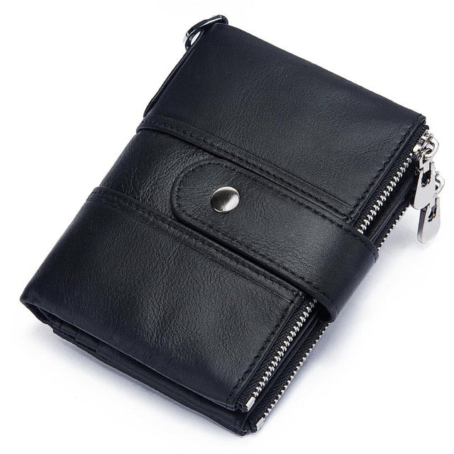 KAVIS 100% Genuine Leather Rfid Wallet Men Crazy Horse Wallets Coin Purse Short Male Money Bag Quality Designer Mini Walet Small